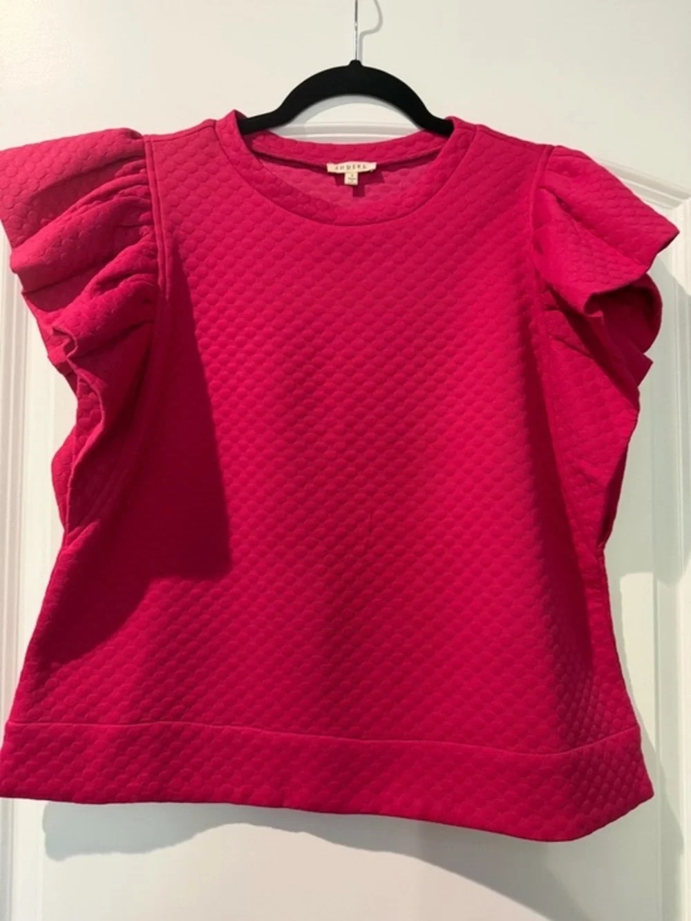 LOFT Hot Pink Quilted Ruffle Sleeve Top